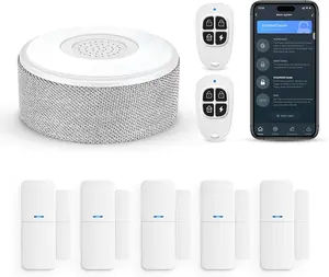 WiFi Door  System,  DIY  Home  System, with Phone APP Alert, 8 count-Kit ( Siren, Door Window Sensor, Remote), Work with Alexa, for House, Apartment, by
