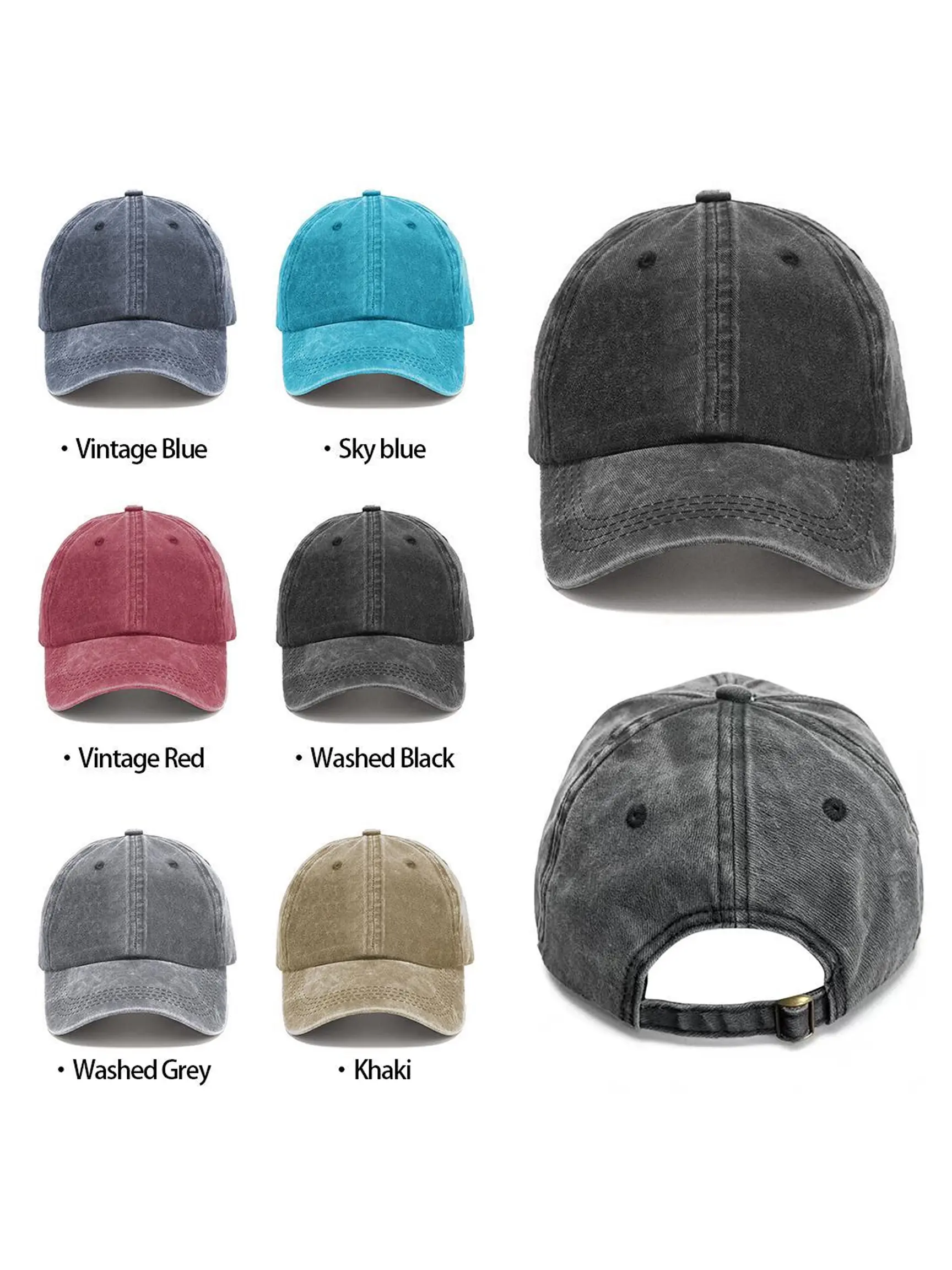 Vintage Style Baseball Cap, Washed Heavy Cotton,6 Panel Low Profile Cap, Minimalist Aesthetic Cap
