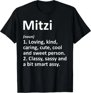 100% Cotton MITZI Definition Personalized Name Funny Birthday Gift Idea T-Shirt