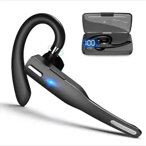 Bluetooth Headset V5.3,100 Hrs Talk Time Single-Ear Earphone, CVC8.0 Noise Cancelling Wireless Earbud, Business Earbud with 500 mAh Charging Case, Hands-Free Earpiece for Trucker/Home/Office Work