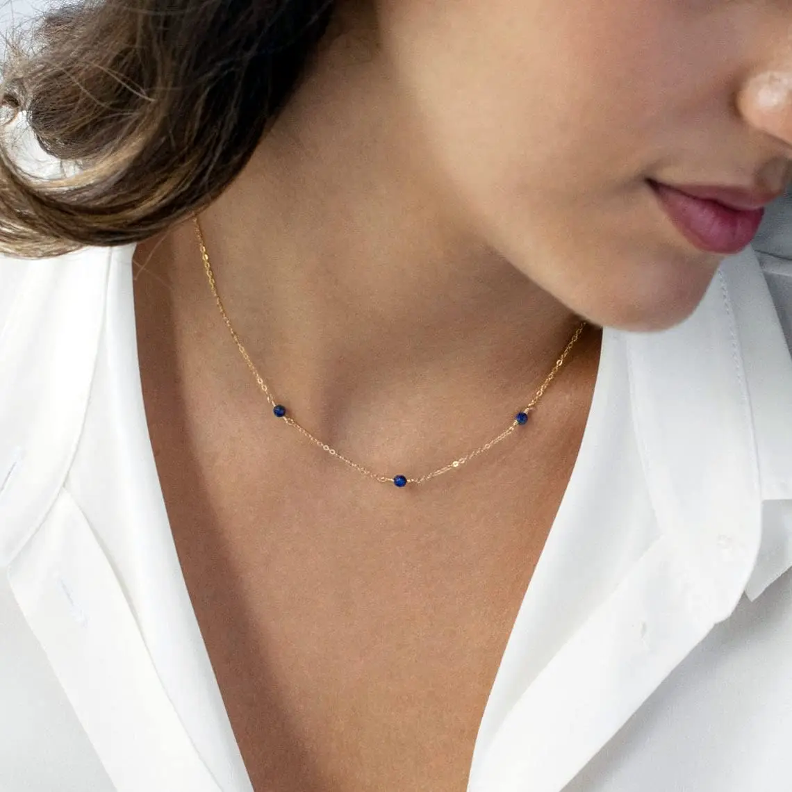 VENOCO Gold Transfer Good Luck Beads Necklaces For Women(3 beads), Dainty Necklaces,It Can Bring Good Luck And It Can Also Be Given As a Gift Bo Family And Friends
