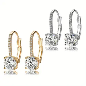2 Pairs Cubic Zirconia Rhinestone Earings Alloy Earrings Drop Dangle Hoop Earring for Women Fashion Accessories thick  studs nugget  earrings
