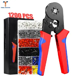 Ferrule Crimping Tool Kit with 1200PCS Wire Terminals 0.5 to 10mm2 Self Adjustable Ratchet Wire End Ferrule Crimper Plier AWG 23 to 7 for Electricians DIY Home Electrical Repairs