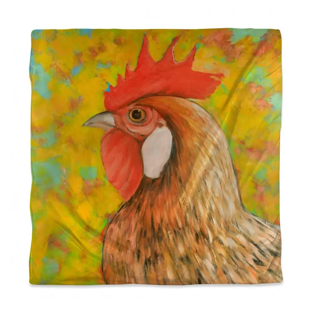 Queen Size Colorful Animal Print (Chicken Print) Decorative Duvet Cover 3817-SWCQ-AN264 - Durable Modern Microfiber Bedding, Stain-Resistant, Machine-Washable Textile for Home & Kitchen Decor