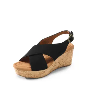 DREAM PAIRS Women's Casual Footwear - High Wedge Platform Sandal Wedges with Criss-Cross Strap Sandals