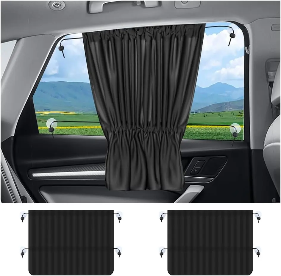 2 PCS Car Window Shades, Stretchable Car Curtains for Sunburn Protection & Car Interior Cooling, Universal Car Accessories Car Privacy Shades