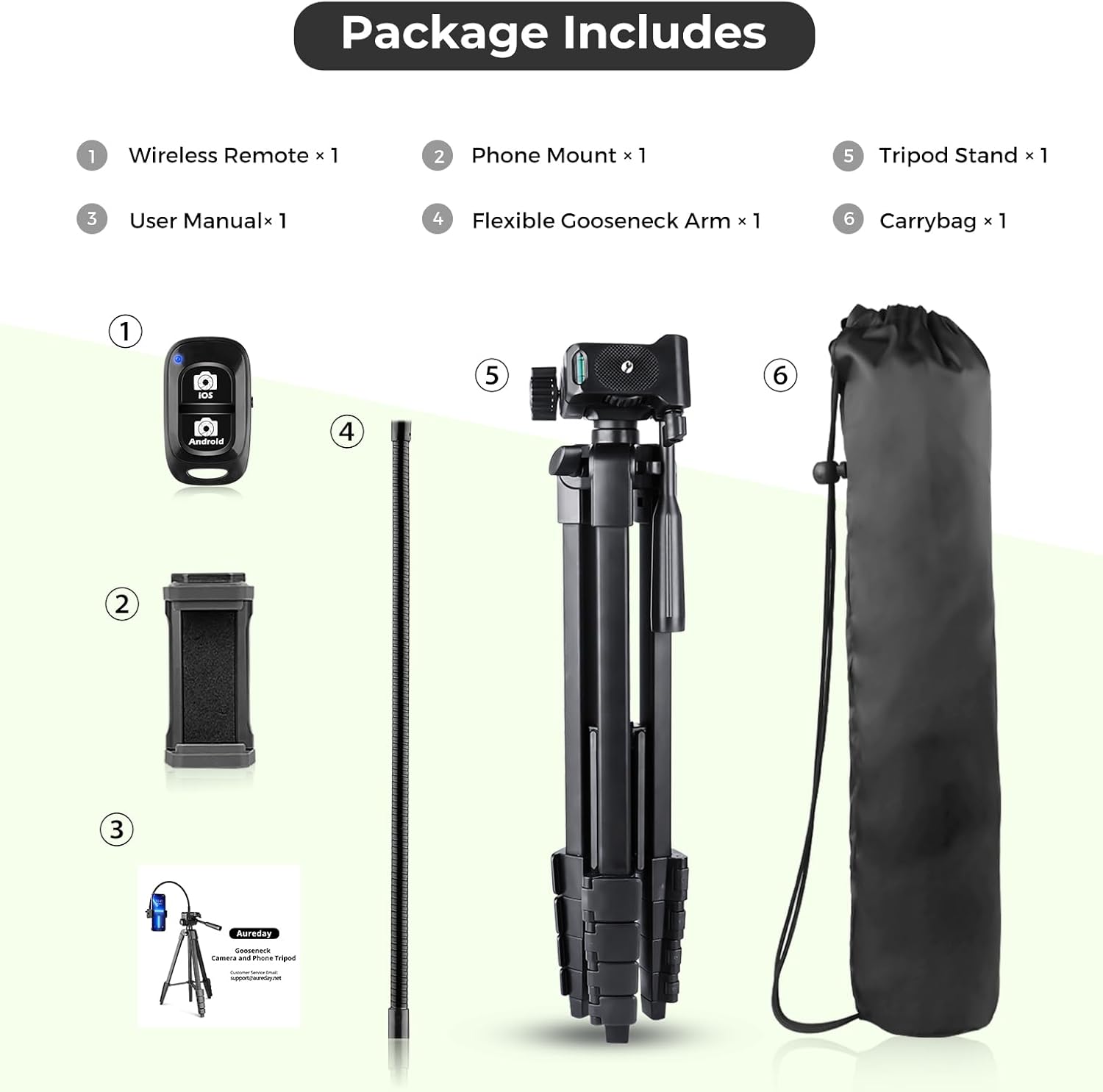 Phone Tripod, 82" Tripod for iPhone with Flexible Gooseneck, Wireless Remote and Phone Holder, Extendable Cell Phone&Camera Tripod Stand for Selfies/Video Recording/Live Streaming/Vlogging