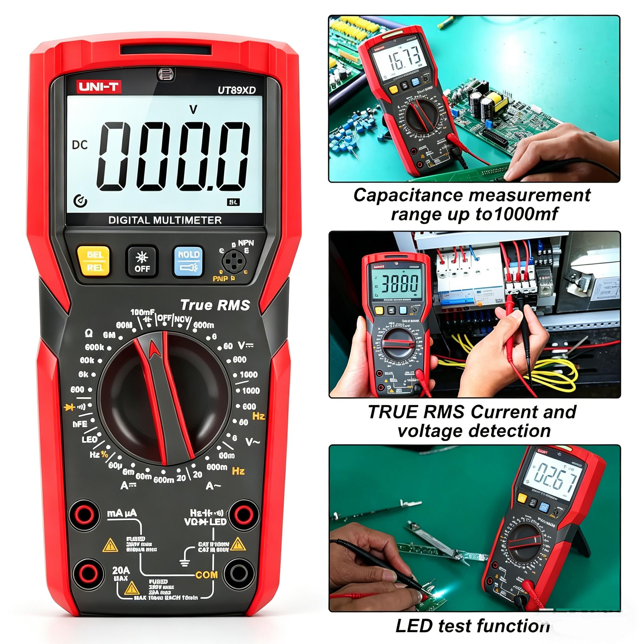 Digital Multimeter Teste, TRMS 6000 Counts Digital Multimeter Tester, AC/DC Voltage 1000V Volt Ohm Meter with NCV, Continuity Diode Transistor Test, Electrical Multimeter with Buzzer Alarm for Home Automotive