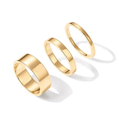 PAVOI 18K Gold Plated 3 Rings Set - Gold Stacking Rings for Women - Stacking Ring Set