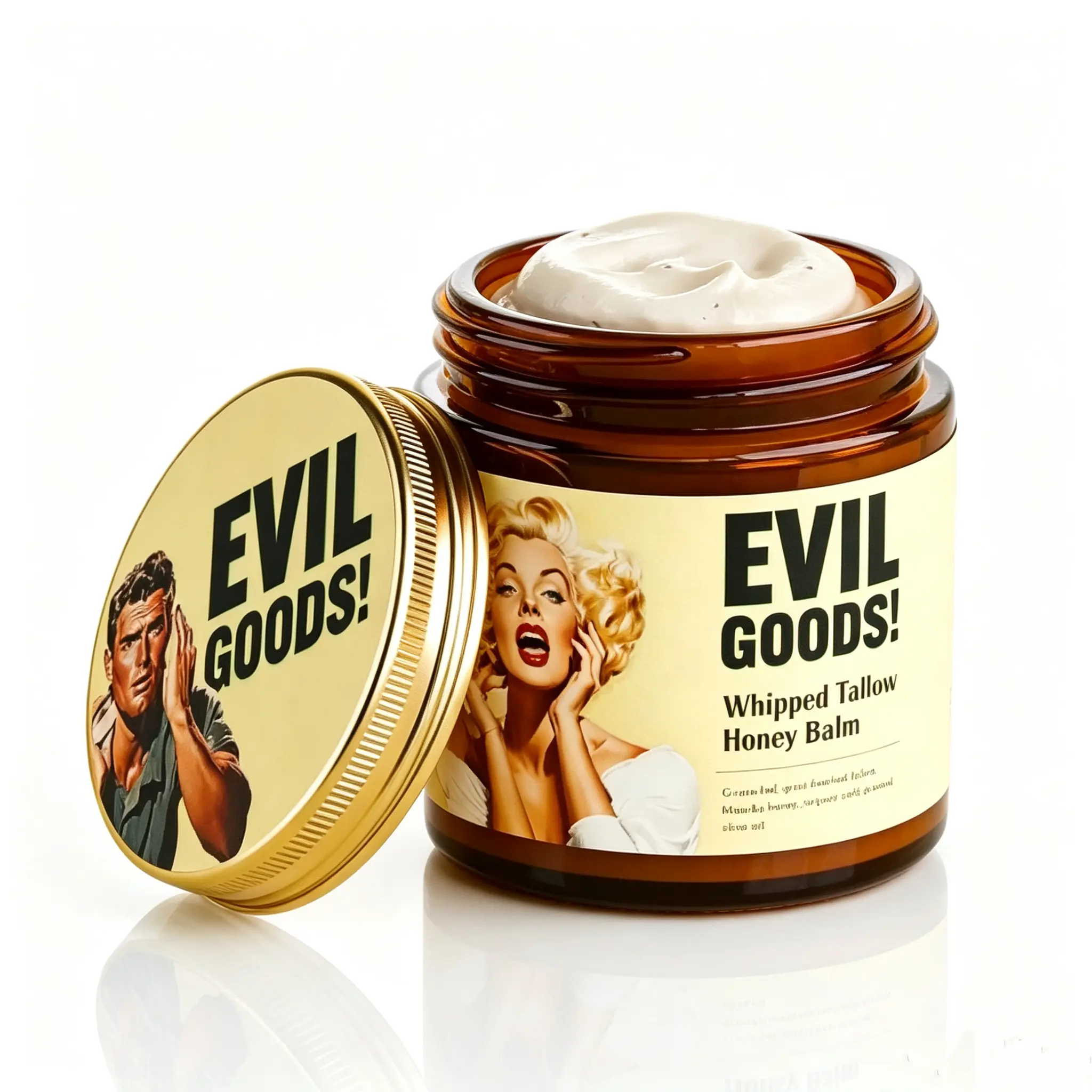 EVIL GOODS Whipped Beef Tallow and Manuka Honey Nourishing Face Cream, Versatile Daily Moisturizer for Face Body and Lips, Gentle Care for Sensitive Skin, Support Soft Smooth Looking Skin