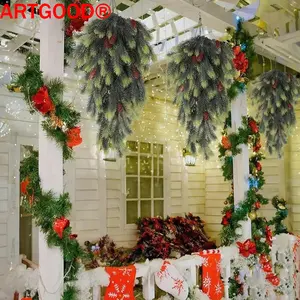 ARTGOOD 4-Pack 30.7" Faux Norfolk Pine Wreaths – Christmas Cedar Hanging Decor for Door, Wall, Fireplace – Waterproof, Snowproof – Boho Nordic Xmas Wreath with Faux Berries & Pine – No Maintenance, Long-Lasting – Perfect for Holidays, Gifts & Displays