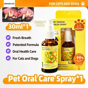 [Honey Flavor]Upgraded PET Dog Dental Care Spray, Vet-Recommended Breath Freshener & Teeth Cleaning Spray, Eliminate Bad Breath, Relieve Gum Redness & Infections, Reduce Plaque & Tartar, No Brushing For Cats And Dogs 30ML
