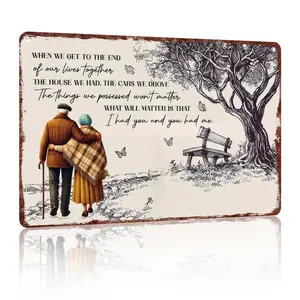 Rustic 12"x8" Aluminum Love Sign "End of Lives Together" Vintage Couple Design Ideal Valentine's Gift for Him/Her