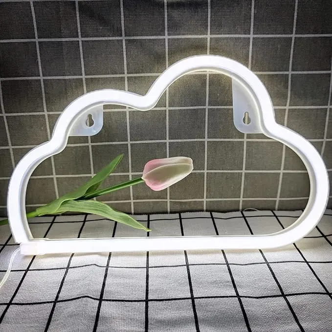 Cloud Neon Sign with Eye-Catching Design and Soft Glow, AC Power Supply, Batteries Not Included