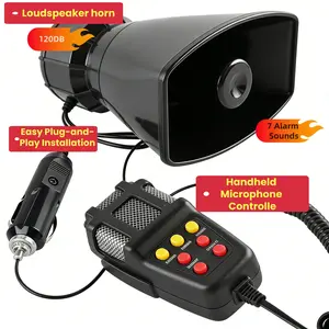 120dB 7 Sound Car Horn Speaker System with Mic Loud PA Kit for Vehicles