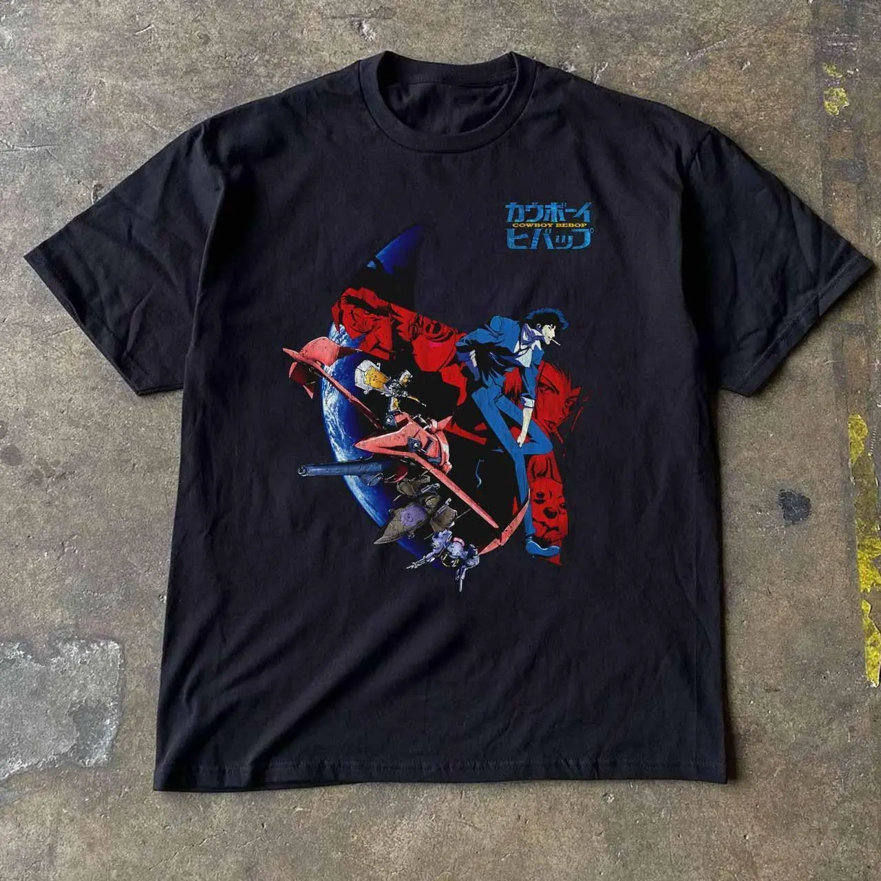 Gildan Men's T-shirt, Vintage style 98 Cowboy Bebop  T-shirt, Vintage Anime Graphic Tee, Retro Japanese Streetwear Shirt, 90s Anime T Shirt, Sci Fi Graphic Tee, Y2K Streetwear Shirt, Black Unisex Tee