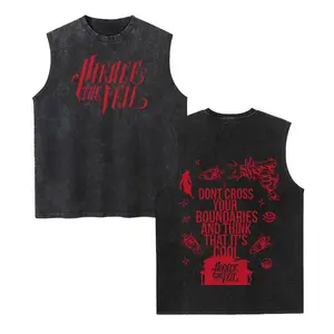 Pierce The Veil Band Unisex Vintage Washed Cotton Vest, Retro Band Print Sleeveless Shirt, Casual Regular Fit, Perfect Boyfriend Gift
