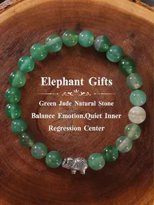 Natural Jade Elephant Pendant Bracelet, Emotion Balance & Inner Calm Crystal Healing Jewelry, Spiritual Handmade Accessory, Exquisite Bracelet, High Quality Bracelet, Premium Bracelet