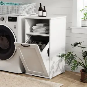 Laundry Cabinet with 1 Removable Liner Bags Easy Access Tidy Storage Divided Design for Dorms and Apartments
