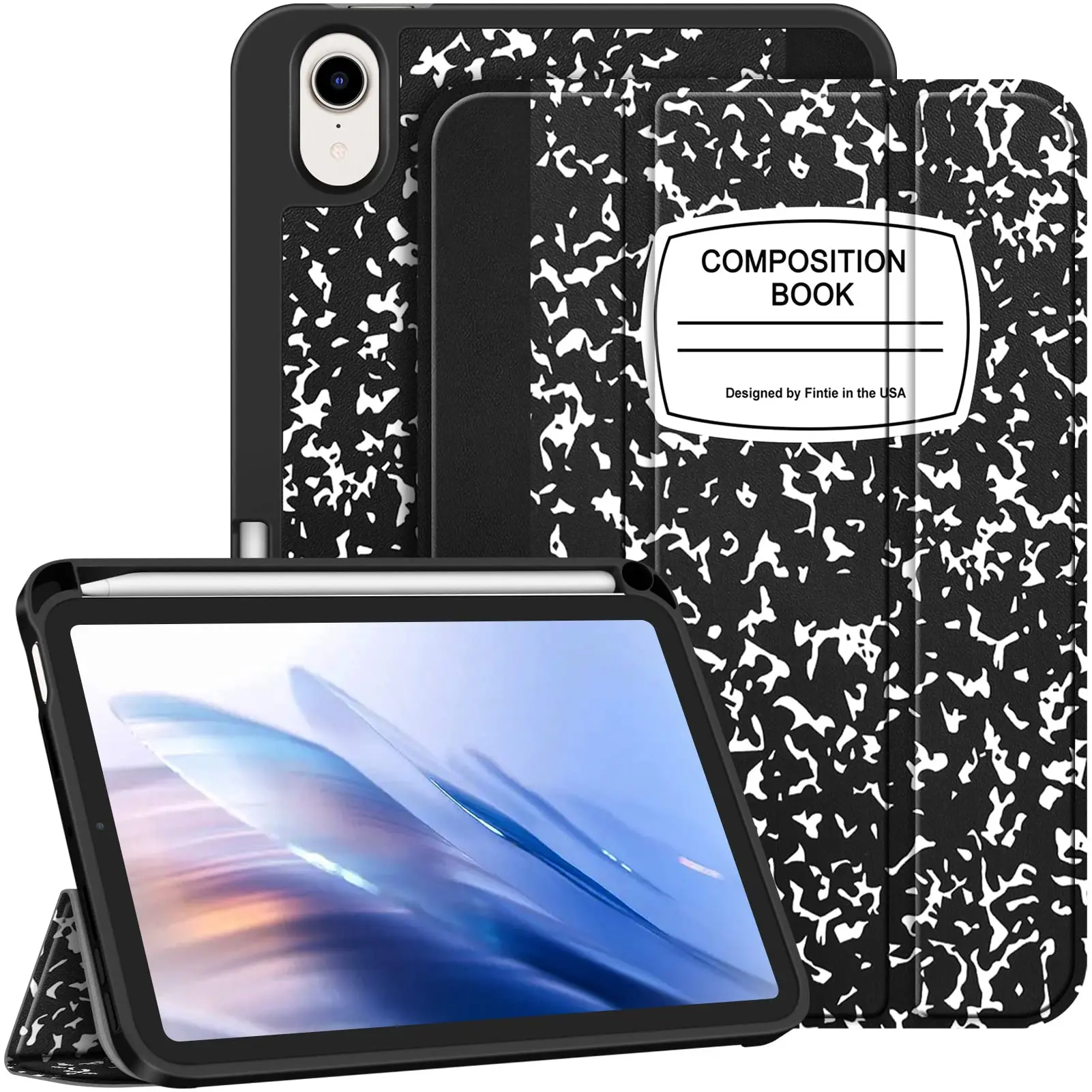 Fintie SlimShell Case for iPad Mini (A17 Pro) 7th Gen/ iPad Mini 6th Gen 8.3" with Soft TPU Back & Built-in Pencil Holder, Notebook iPad Mini Cover