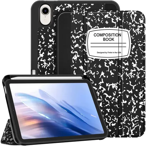 Fintie SlimShell Case for iPad Mini (A17 Pro) 7th Gen/ iPad Mini 6th Gen 8.3" with Soft TPU Back & Built-in Pencil Holder, Notebook iPad Mini Cover