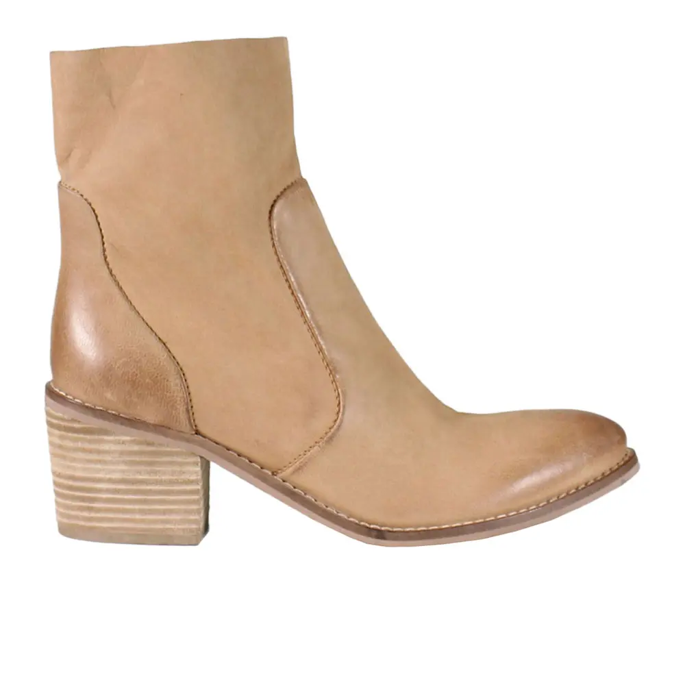 Diba True Womens Majestic Round Toe Zippered Casual Boots Ankle Mid Heel 2-3" - Beige