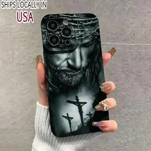 Cross & Jesus Pattern Phone Case, 1 Count Full Coverage Lens Phone Protective Cover, Phone Accessories Compatible with iPhone iphone  15  pro  max  case