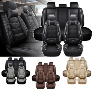 Car Seat Covers For 5 Seats, Full Set Universal Seat Covers for Cars, Waterproof Leather Auto Seat Protectors with Head Pillow, Car Interiors Fit For Nissan /Honda /Civic /CRV /Hrv /Kia /Sorento /Toyota /Corolla /4Runner /Tacoma /Hyundai /Mazda