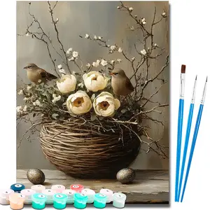 Paint by Number Kits for Adults Beginners, Easy Acrylic Simple Paint by Number Kits, DlY Watercolor Paint by Numbers Kits on Canvas Without Frame for Home Wall Decor Home Decoration 16x20inch