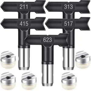 5Pcs Spray Nozzle Spray tip Reversible Spray Tips Airless Paint Sprayer Nozzle Tips Airless Paint Spray Machine Parts for Homes Buildings Garden Decks Fences (5 Pieces - 211, 313, 415, 517, 623)