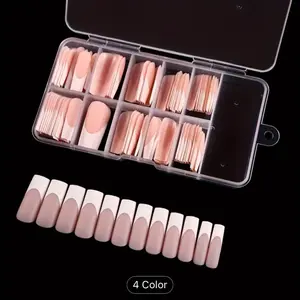 Gel X Nail Kit 120Pcs Balck/White French Nail Pieces Long Square Acrylic Nail Tips Glossy/Matte False Nail Tips Gel Nail Tips For Nail Extension Nail Art Salon Nail Care Nail Polish Manicure Polish