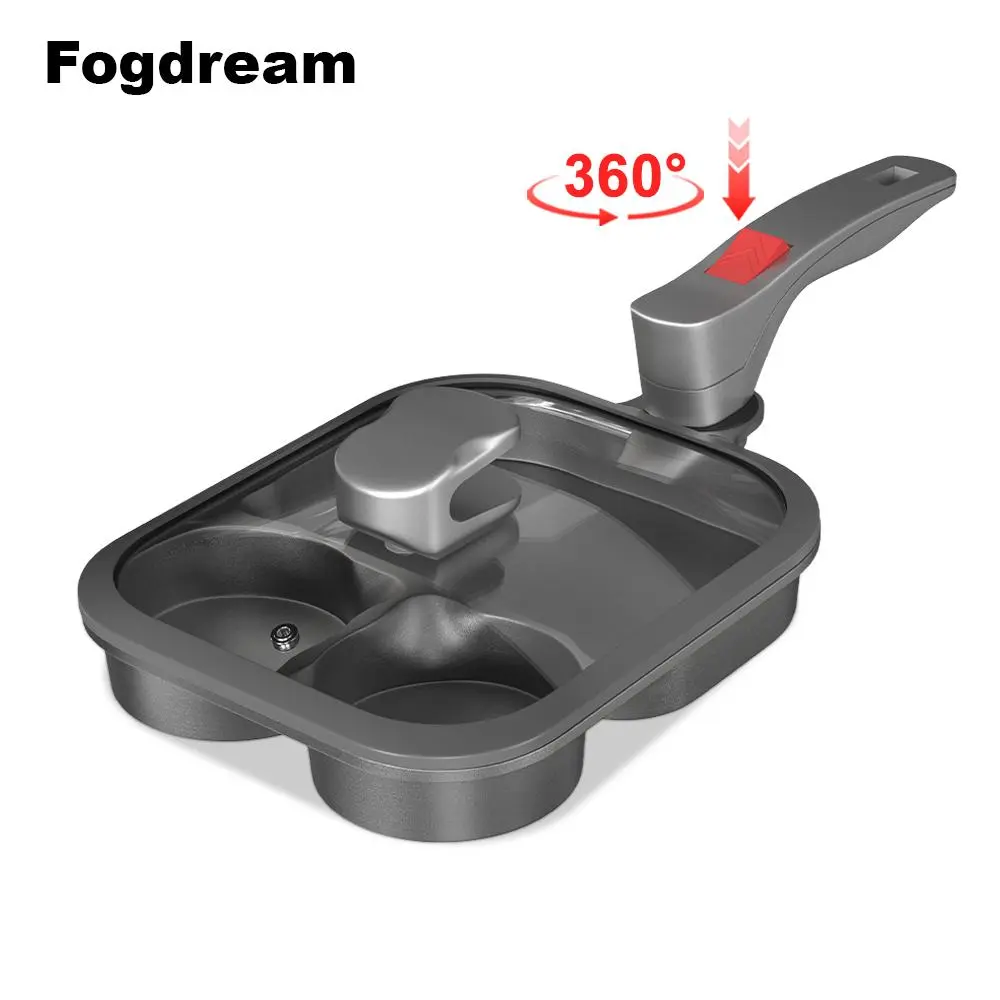 Fogdream 360° Swivel-Handle  Nonstick Multi-Functional Pan, PFAS/PFOA/PTFE Free Cookware, Sartén with Lid Perfect for Breakfast/Pancake/Hamburger, Be Placed in Any Corner of the Kitchen,Hybrid Cookware, Dishwasher Safe, Space Saving, DealsforYouDays