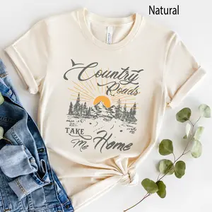 Country Roads Shirt, Women's Mountain Graphic Tee, Camping Hiking T Shirt, Travel Shirt, Nature TShirt, Gift for Her
