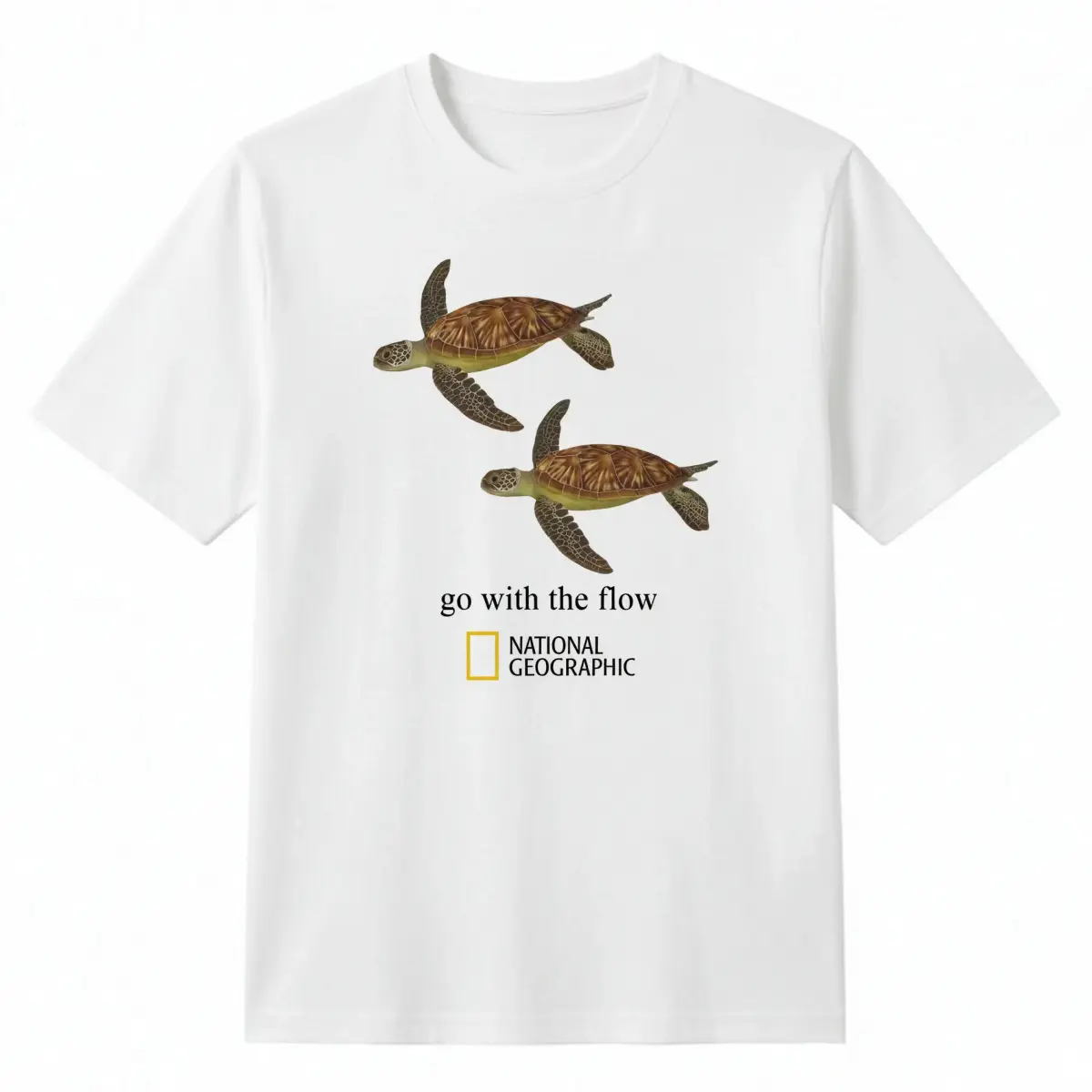 Minimalist Oversized Winter outfits National Geographic "Go With the Flow" Turtle T-Shirt, Turtle Shirt, Animal Tee, Gifts Shirt, Unisex Vintage Graphic Tees  Clothes Men Women Streetwear funny Rifle good Tee Loose Fit Casual Summer Wear,fem,shirts,custom