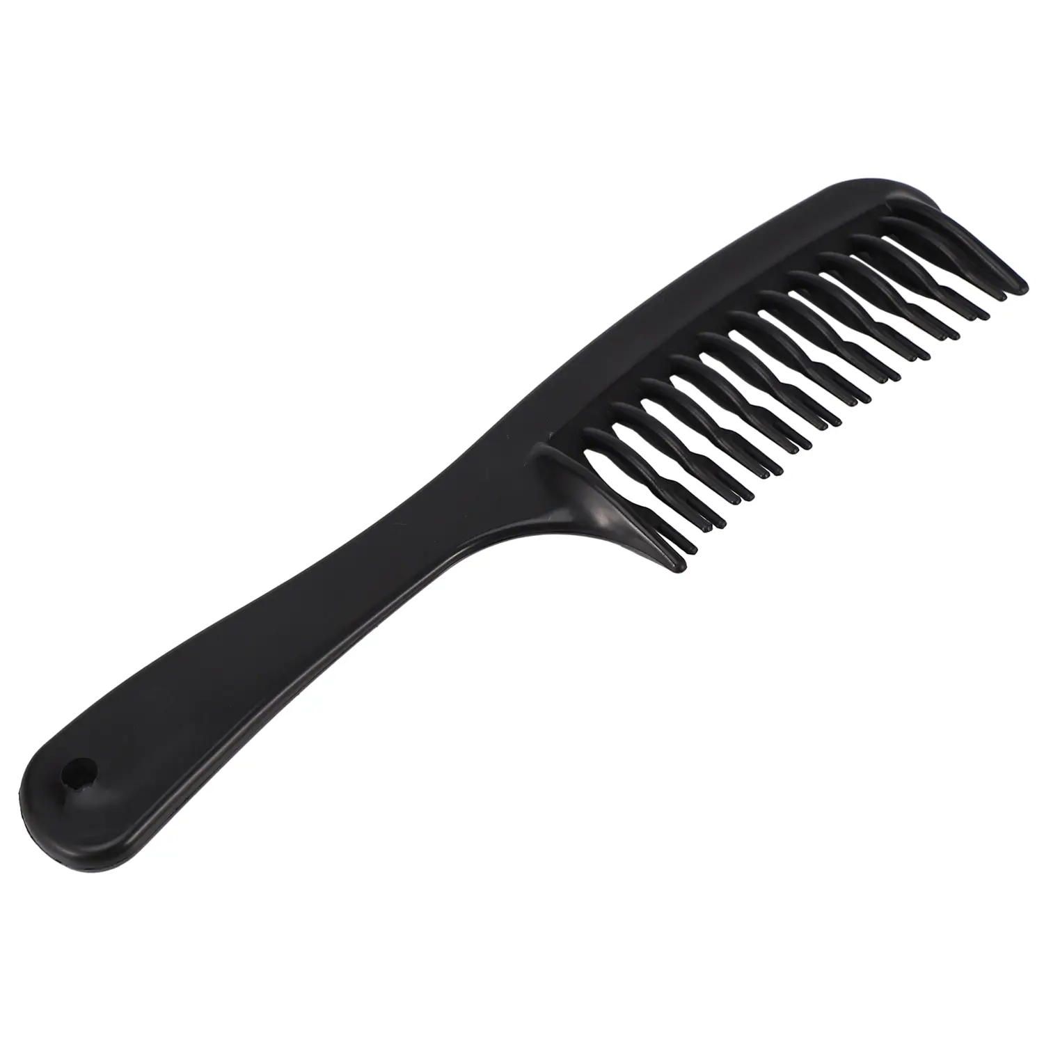 Black Double Row Curved Teeth Detangler Comb with Handle, 7.9x1.8in (20x4.5cm) Hair Care Tool for Long Curly Wet & Dry Hair