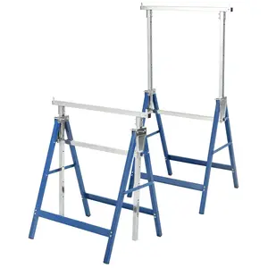 YINTATECH Workhorse 2 Pack Folding Saw Horse with 2x4 Brackets 6 Speed Adjustable Legs Heavy Duty Saw Horses for Woodworking Contractors Carpenters