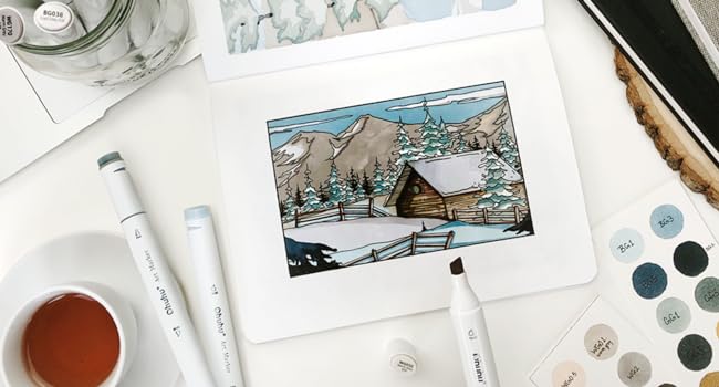 Ohuhu Alcohol Markers: Chisel & Fine - 36 Grayscale Colors / 36 Skin-Tone Portrait Colors- Double Tipped Alcohol Based Art Marker Set for Artist Adults Coloring Shading Layering - Refillable - Oahu Series of Ohuhu