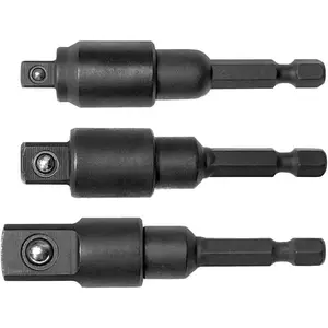 SAD0301 3-  Grade Socket Adapter Set, 1/4", 3/8", 1/2" Drive,  Driver to Socket Extensions, 20? Offset, 360? Rotation, S2 & 6150 Steel with Manganese Phosphate, Ball Detent.