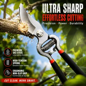 Forged Bypass Pruning Shears, Heavy Duty Garden Clippers with Sharp Steel Blade, Professional Hand Pruners for Gardening, Trees, Shrubs, Flowers & Plants, Ergonomic Non-Slip Handle