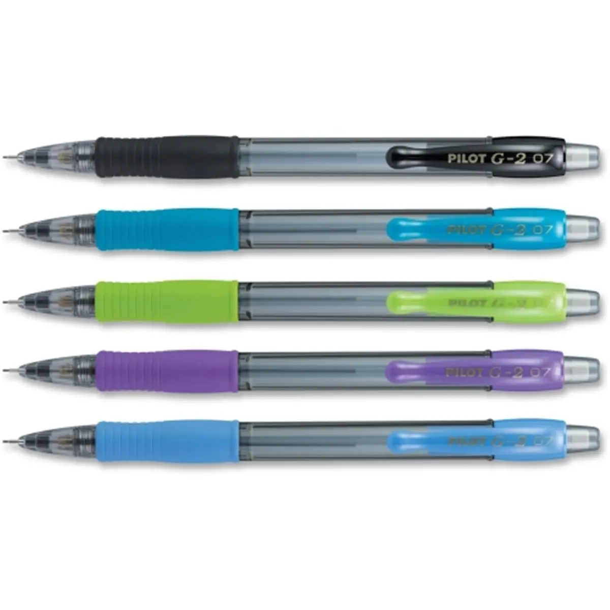 PILOT G-2 Refillable Mechanical Pencils, 5-Pack Assorted Colors, 0.7 mm Tip, Rubber Grip, See-Through Bar, School Stationery, Office Writing Tool for Computers & Office Equipment Supplies