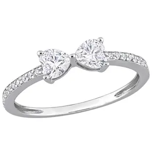 MoissanIce Moissanite 0.55 cttw Duo Heart Ring,Sterling