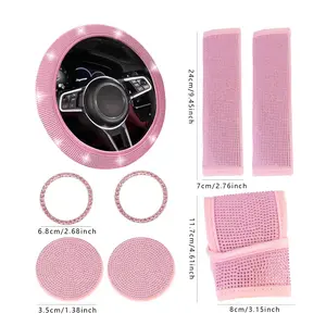 All-Season 8-Piece Car Interior Accessories Set Steering Wheel Cover Armrest Cover Gear Shift Knob Cover Decorative Protection Covers Universal Fit