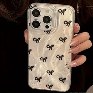 Black Bow Phone Case Is Suitable for Fashion-Forward People. Suitable for Iphone16Promax/15/14Plus/13/12/11 Protective Case Protection Cellphone
