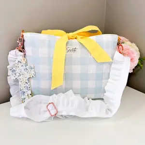 Handmade Quilted Bible Cover Crossbody Bag with Bow Detail | Removable Strap Purse, Pen Pocket