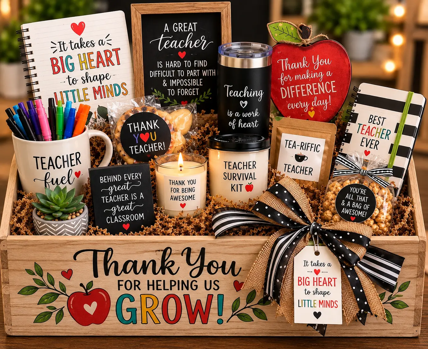 Made To Order Personalized Teacher Appreciation Gift Crate, Custom Teacher Gift Basket, Thank You Teacher Gift, End of Year Teacher Gift