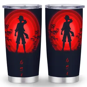 One Piece Pirate Cup - 20oz Stainless Steel Tumbler with One Piece Pirate Design, Double-Wall Vacuum Insulated Travel Mug, Leakproof Lid & Straw for Coffee, Tea, Smoothies