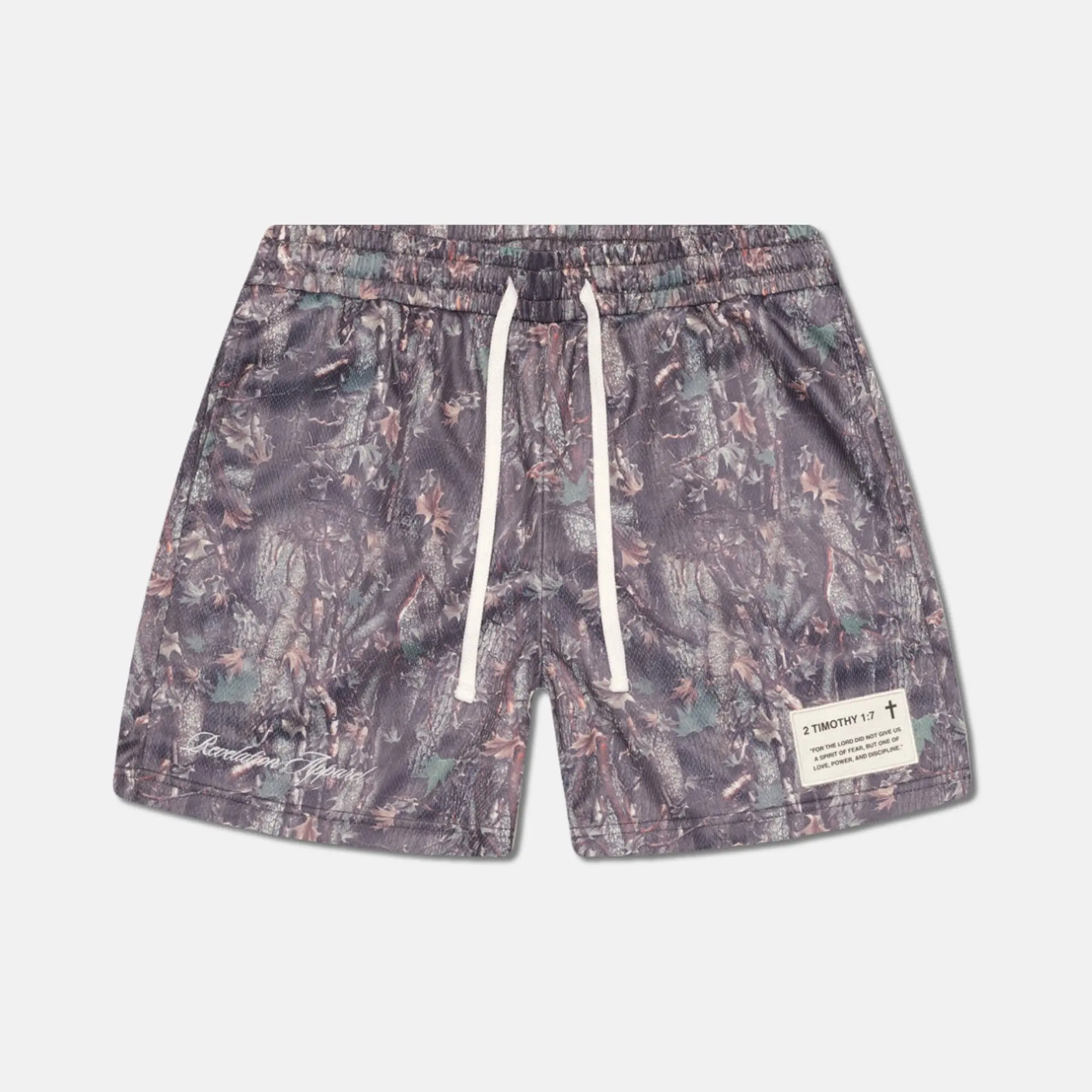 CAMO 2 TIMOTHY 1:7 MESH SHORTS