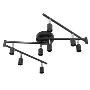 Flexible 8-Light Track Lighting Fixture Ceiling, LED Black Track Lights with Swing Arm, Foldable Ceiling Spotlight for Kitchen, Gallery, Dining Room, Bedroom GU10 (Bulbs NOT Include)