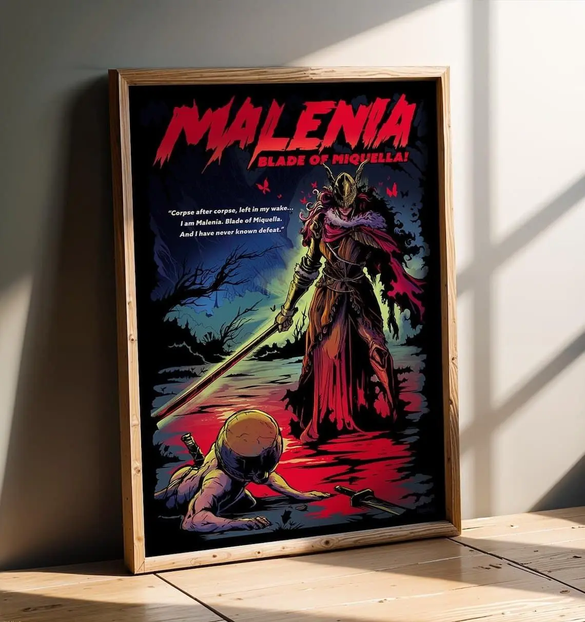Malenia Blade of Miquella Elden Ring Video Game Poster - Travel Style Gaming Art - Unframed Premium Gamer Room Decor - Dark Souls Style Boss Wall Art Print