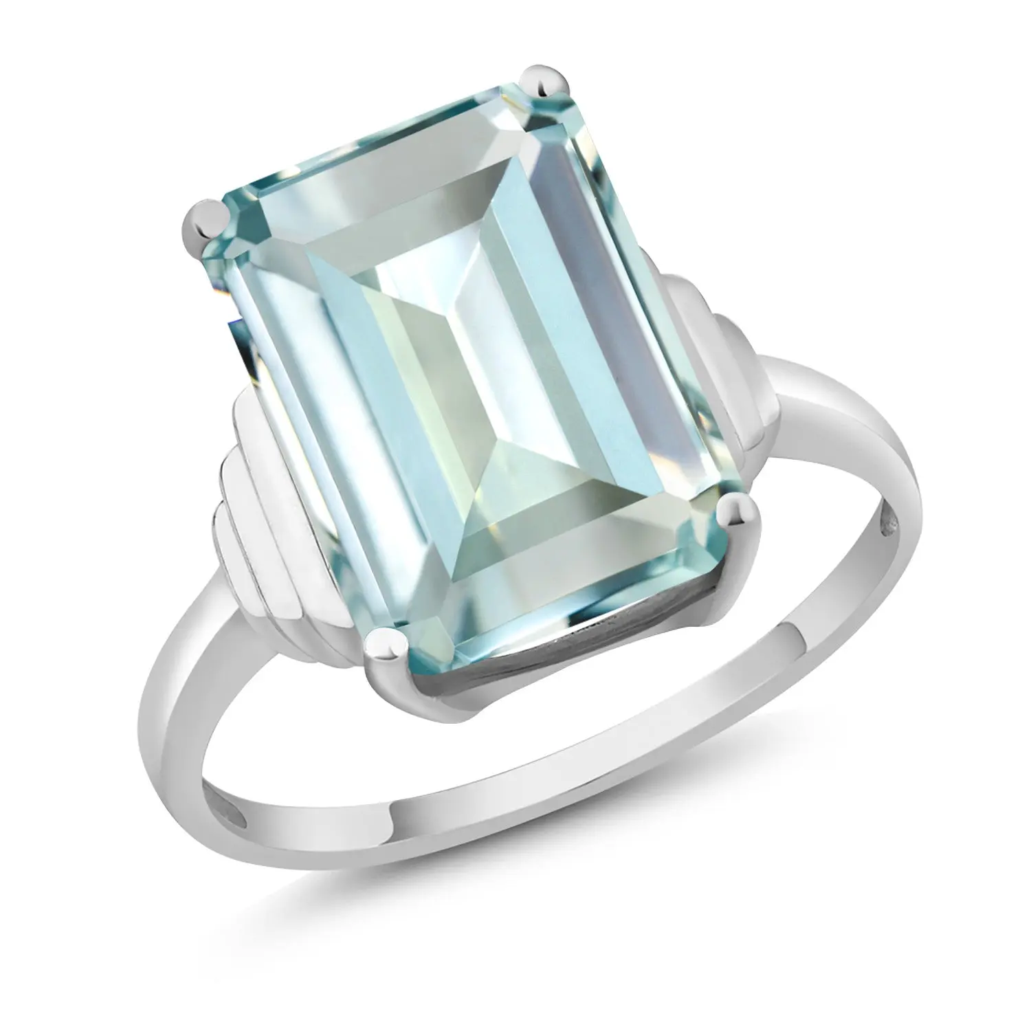 Gem Stone King High-Quality Craftsmanship Classic 5-10 Cttw Solitaire Personalized Birthstone Engagement Ring for Women, 14x10mm Emerald Cut, 925 Sterling Silver Glamorous Wedding Anniversary Promise Ring
